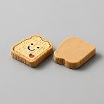 Opaque Resin Cabochons, Imitation Food, Bread, Yellow, Smiling Face Pattern, 21.5x18x4.5mm(CRES-WH0010-035G)