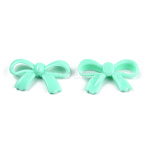 Opaque Acrylic Beads, Bowknot, Aquamarine, 18x30x5.5mm, Hole: 1.6mm, about 600pcs/500g(SACR-T351-005C)