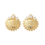 Brass Micro Pave Clear Cubic Zirconia Pendants, Sunburst Charms, Real 18K Gold Plated, 20.5x17.5x4mm, Hole: 1.2mm(CU-CBAA0AF-02G)