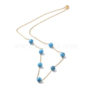 Synthetic Turquoise Beads Necklace, 304 Stainless Steel Cable Necklaces for Women, Real 24K Gold Plated, 17.72 inch(45cm)(BJEW-B078-02G)