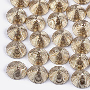 Polyester Thread Fabric Cabochons, Covered with ABS Plastic, Half Round/Dome, Light Khaki, 14.5x7mm(WOVE-T008-02B-05)