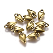 CCB Plastic Pendants, Heart Charms, Antique Golden, 13x7x4mm, Hole: 2mm(CCB-J027-76AG)