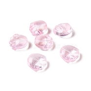 Transparent Spray Painted Glass Beads, Bear Claw Print, Pearl Pink, 14x14x7mm, Hole: 1mm(GLAA-I050-12F)