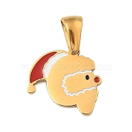 Christmas Theme 304 Stainless Steel Pendants, with Enamel, Golden, Santa Claus Letter Charm, Letter G, 14x14.5x1.5mm, Hole: 6x3mm(STAS-R007-01G-G)