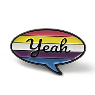 Word Yeah Creative Speech Bubble Enamel Pins, Black Alloy Brooch for Backpack Clothes, Colorful, 18.5x30.5x1.5mm(JEWB-P030-G02)
