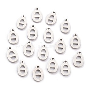 304 Stainless Steel Pendants, Matte Style, Greek Alphabet, Stainless Steel Color, Letter.Q, Letter.Q: 12x7.5x1.5mm, Hole: 1.5mm(STAS-F267-10Q-P)
