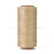 Waxed Polyester Cord, Micro Macrame Cord, Waxed Sewing Thread, Flat, Tan, 0.8mm, about 284.33 yards(260m)/roll(YC-I003-A13)