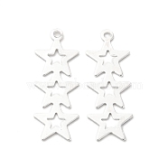 Brass Pendants, Cadmium Free & Lead Free, Star Charm, 925 Sterling Silver Plated, 24.5x9x0.6mm, Hole: 1.5mm(KK-H442-36S)