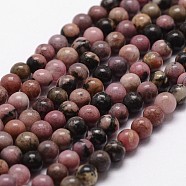 Natural Rhodonite Beads Strands, Round, 4mm, Hole: 0.8mm, about 96pcs/strand, 14.9 inch~15.1 inch(X-G-D840-59-4mm)