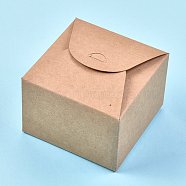 Foldable Kraft Paper Box, Gift Packing Box, Bakery Cake Cupcake Box Container, Square, BurlyWood, Unfold: 19x21x0.08cm, Finished Product: 10.5x10.5x5.5cm(CON-K006-02B-01)