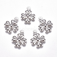 304 Stainless Steel Pendants, Clover, Stainless Steel Color, 14.5x11x1mm, Hole: 1.2mm(STAS-M274-069P)