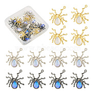 18Pcs 3 Colors Halloween Rack Plating Alloy Pendants, Spider Charm, with Lilac Resin Beads, Mixed Color, 30x27x5.8mm, Hole: 1.6mm, 6pcs/color(FIND-TA0002-05)