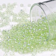 TOHO Round Seed Beads, Japanese Seed Beads, (173) Dyed AB Lemon Mist, 8/0, 3mm, Hole: 1mm, about 222pcs/bottle, 10g/bottle(SEED-JPTR08-0173)