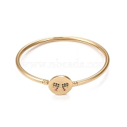 Rack Plating Brass Micro Pave Cubic Zirconia Bangles, Real 18K Gold Plated Flat Round with Bowknot Clasp Bangles, Long-Lasting Plated, Cadmium Free & Lead Free, Colorful, Inner Diameter: 2-1/4 inch(5.6cm)(BJEW-E071-20G-01)