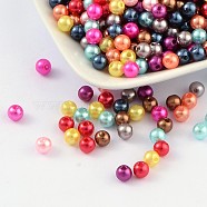 Colorful Acrylic Beads, Imitation Pearl Style, Round, Mixed Color, 6mm, Hole: 1mm, about 4800pcs/500g(PACR-6D-M)