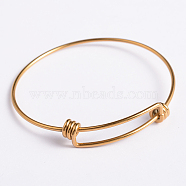Adjustable Stainless Steel Expandable Bangle Making, Golden, 55~57x63~65mm(STAS-D071G)