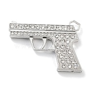 Alloy Rhinestone Pendants, Gun Shapes, Platinum, 36x50x7mm, Hole: 2x5mm(ALRI-S001-14B-P)