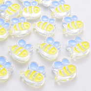 Transparent Acrylic Beads, with Enamel, Bee, Yellow, 23.5x26x9mm, Hole: 3mm(MACR-S374-06A-01)