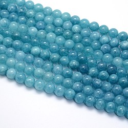Natural Blue Quartz Beads Strands, Dyed, Round, 10mm, Hole: 1mm, about 39pcs/strand, 15 inch(G-O047-07-10mm)