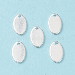 304 Stainless Steel Charms, Stamping Blank Tag, Oval, Silver, 9x5x1mm, Hole: 1.2mm(STAS-L234-065A-S)