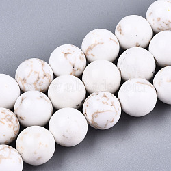 Natural Magnesite Beads Strands, Round, 10mm, Hole: 1.2mm, about 37~40pcs/strand, 14.9~15.1 inch(38~38.5cm)(G-S373-003-10mm)