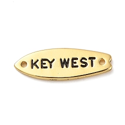 Beach Theme Rack Plating Brass Fish Connector Charms, Word KEY WEST Links, Long-Lasting Plated, Cadmium Free & Lead Free, Real 18K Gold Plated, 6x19x1.5mm, Hole: 1mm(KK-P261-08B-G15)