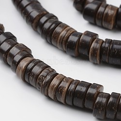 Dyed Natural Coconut Disc Bead Strands, Coffee, 9x2~6mm, Hole: 3mm, about 108pcs/strand, 15.7 inch(X-COCB-O003-07E)