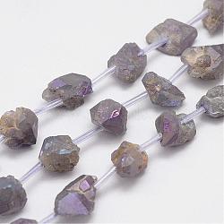 Natural Amethyst Bead Strands, Nuggets, 8~16x7~14x6~14mm, Hole: 2mm, about 20pcs/strand, 15.7 inch(400mm)(G-G937-M-04)