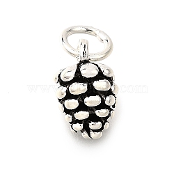 925 Sterling Silver Pinecone Charms, with Jump Rings, Antique Silver, 11x7mm, Hole: 4mm(STER-D306-07AS)