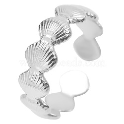 Vintage Stainless Steel Shell Open Cuff Rings for Men and Women, Stainless Steel Color(DB2106-1)