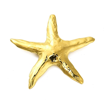 Starfish Brooch, Sea Animal 304 Stainless Steel Pin for Backpack Clothes, Real 18K Gold Plated, 55.5x60mm