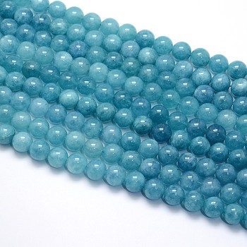 Natural Blue Quartz Beads Strands, Dyed, Round, 10mm, Hole: 1mm, about 39pcs/strand, 15 inch