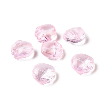 Transparent Spray Painted Glass Beads, Bear Claw Print, Pearl Pink, 14x14x7mm, Hole: 1mm