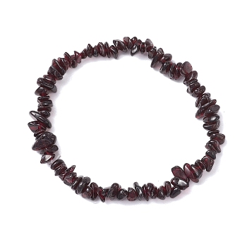 Natural Garnet Chip Beaded Stretch Bracelets for Women Men, Inner Diameter: 1-7/8~2-3/8 inch(4.8~6cm)