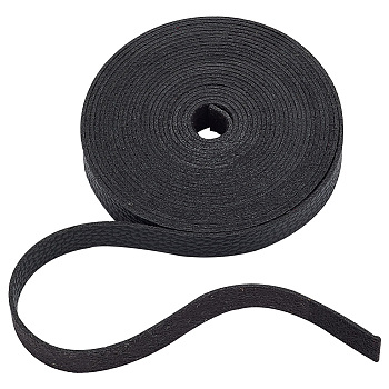 Flat Imitation Leather Cord, Black, 15mm, about 4.37~5.47 Yards(4~5m)/Bundle