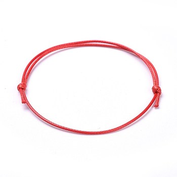 Eco-Friendly Korean Waxed Polyester Cord Bracelet Making, Red, 10-5/8 inch~11 inch(27~28cm), 1mm