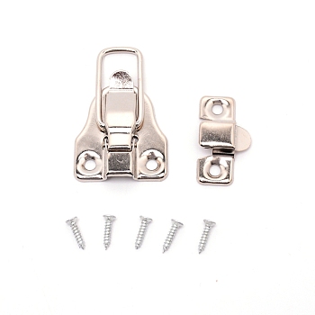 Iron Lock Catch Clasps, with Screw, Suitcase Box Latch Hasp Lock Clasps, Platinum, 60x40x8mm, Hole: 4.5mm
