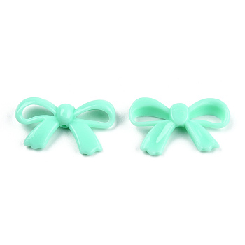 Opaque Acrylic Beads, Bowknot, Aquamarine, 18x30x5.5mm, Hole: 1.6mm, about 600pcs/500g