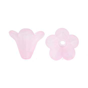 Frosted Acrylic Beads, Flower, Pink, 10x13.5mm, Hole: 1.8mm, about 1600pcs/500g