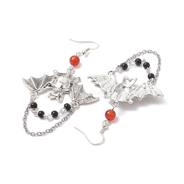 Alloy with Glass Chain Dangle Earrings(EJEW-TA00433)-4