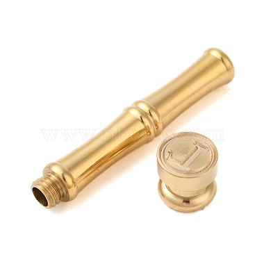 Golden Tone Brass Wax Seal Stamp Head with Bamboo Stick Shaped Handle(STAM-K001-05G-L)-2