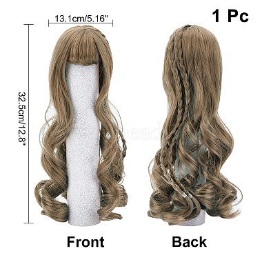 PP plastique longue ondulée coiffure bouclée poupée perruque cheveux(DIY-WH0304-260)-2