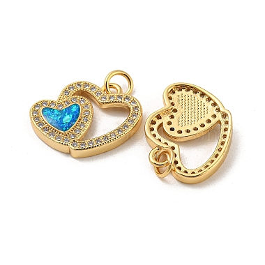 Valentine's Day Brass Micro Pave Cubic Zirconia with Synthetic Opal Pendants(KK-D096-02B-G)-2
