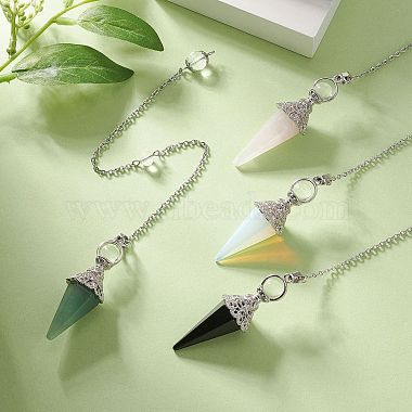 Mixed Gemstone Dowsing Pendulum Big Pendants(HJEW-TA00018)-2