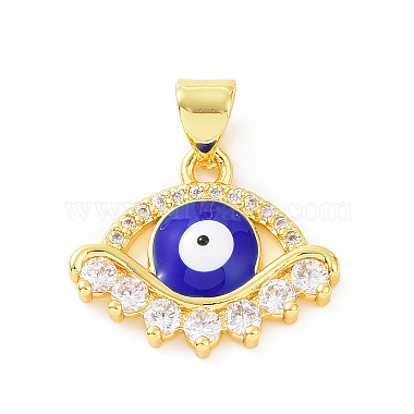 Golden Clear Evil Eye Brass+Cubic Zirconia+Enamel Pendants