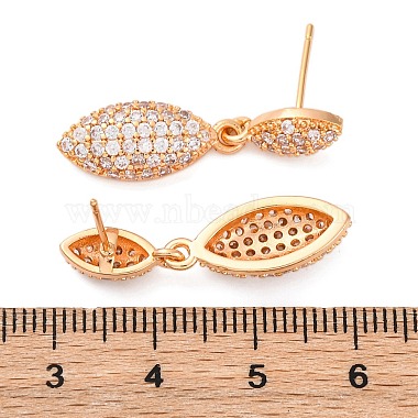 Brass Micro Pave Cubic Zirconia Stud Earrings(EJEW-K400-43G)-5