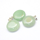 Flat Round Natural Green Aventurine Pendants(G-Q370-09)-2