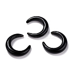Natural Obsidian Beads, No Hole, for Wire Wrapped Pendant Making, Double Horn/Crescent Moon, 31x28x6.5mm(X-G-J366-13)