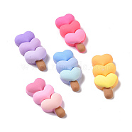 Cute Opaque Resin Decoden Cabochons, Ice Cream with Heart, Imitation Food, Mixed Color, 32x15x8mm(RESI-L037-09)