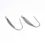 316 Surgical Stainless Steel Earring Hooks, with Vertical Loop, Stainless Steel Color, 20x10x4.5mm, Hole: 1.2mm, Pin: 0.57mm(STAS-D448-043P)